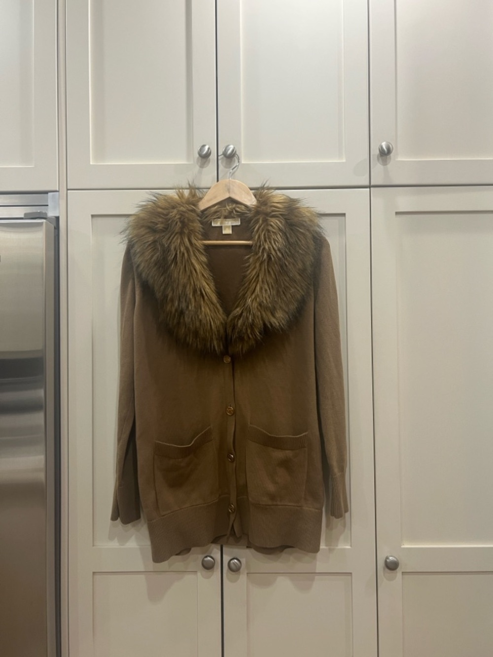 Michael Kors Brown Jacket with Tan Faux Fur Trim